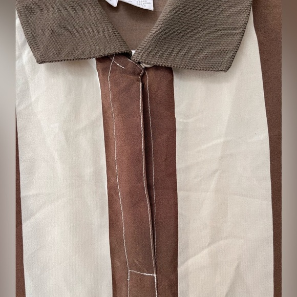 Vintage Silk 90s Mod Stripes Shirt S - Picture 8 of 13